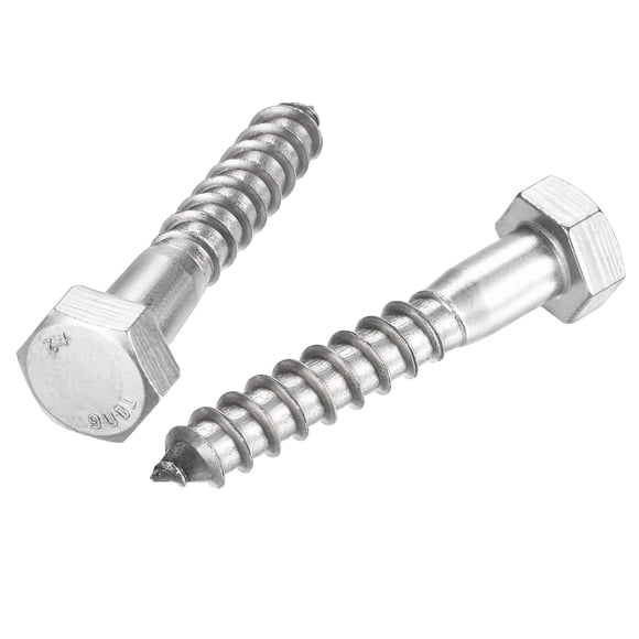Unique Bargains M12 x 70mm 304 Stainless Steel Hex Lag Screws for Wood 5 Pack