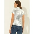 thumbnail image 4 of DARING DIVA Women's Retro Point Collar Short Sleeve Polka Dots Shirts S White, 4 of 6