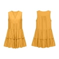 thumbnail image 4 of Noric Women's Cotton Sleeveless V Neck Tiered Mini Dresses Casual Solid Color Ruffle Hem Summer Dresses, 4 of 8