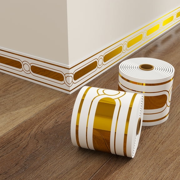 XmhyTop-A 5 Yards Self-Adhesive Wallpaper Border 3.94 Inch Wide PVC Decorative Strip, Removable Home Decor Sticker for Living Room, Bedroom,W13