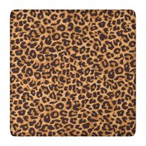 Brown and Black Leopard Print Square Fitted Tablecloth with Elastic Edge,Square Table Cover,Washable Elastic Table Cover for Home Kitchen Party Decor 36"x36"