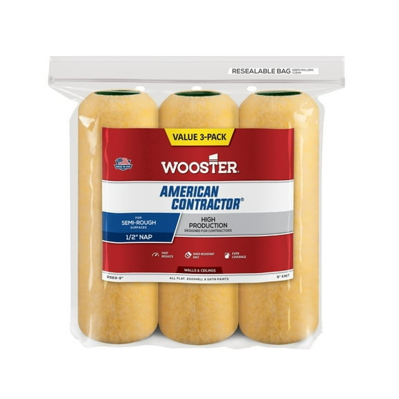 Wooster 9" Paint Roller Cover, 1/2" Nap, Knit Fabric R569-9