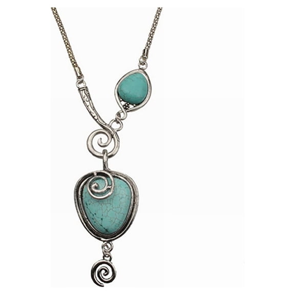 Besufy Women s Vintage Charm Heart Bib Collar Statement Pendant Turquoise Necklace 1Pcs