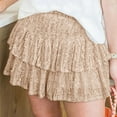 thumbnail image 6 of Generic Women's Cute Sequin Ruffle Skirt High Waist Glitter Layered Hem Sparkle Mini Skirt Shiny Mini Skirt Built in Shorts, 6 of 7
