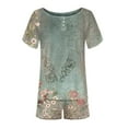 thumbnail image 4 of Summer Savings Clearance! Edvintorg Women Sets Two Pieces 2023 Fashion Women Casual Print Short Sleeve Button Tops Nightwear Shorts Sleepwear Sets Green L, 4 of 6