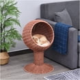 thumbnail image 5 of JERFIT Rattan Cat Bed Hanging Egg Chair Pod with Cushion, 360° Rotatable Elevated Cat House, Boho Pet Bed with Mat Grass for Indoor Cats, Brown, 5 of 7