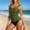 c01Green, variant on Women's Bikini Set Two Piece Swimsuit Modest Bathing Suit Fashion Petal Hollow V Neck Top String Mid-Waisted Bottom Purple L