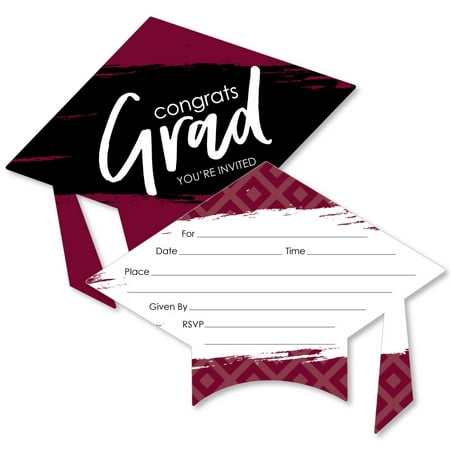 Maroon Grad - Best is Yet to Come - Shaped Fill-In Invitations - Graduation Party Invitation Cards with (Best Paper For Invitations)