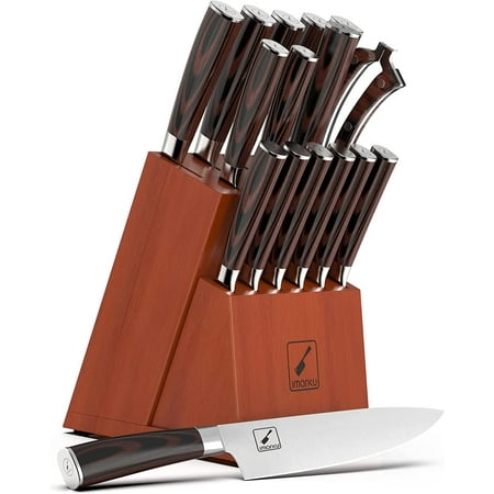 

Japanese Knife Set 16-Piece Professional Kitchen Knife Set with Block Knife Sets for Kitchen with Block Japan Steel Chef Knife Set for Home with Knife Sharpener Christmas Gifts for W