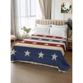 thumbnail image 3 of Queen Size Flat Sheet Only, 4th of July Soft Brushed Microfiber Bed Sheets, Blue Red Star Striped Independence Day Hotel Quality Breathable Bedding Top Sheet, Easy Care, 90"x102", 3 of 9