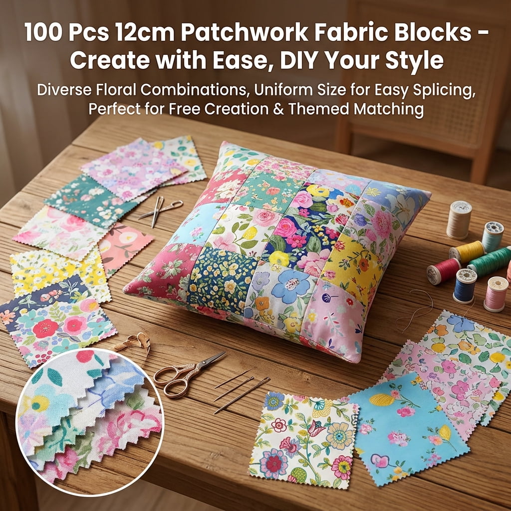 iMZoon 100Pcs 5" x 5" Quilting Cotton Fabric Squares with Wavy Edges Charm Packs for Quilting 5 Inch, Fabric Scraps Floral Squares