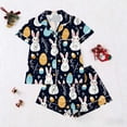 thumbnail image 4 of Vetsdori Womens 2 Pieces Pajamas Sets Button up Short Sleeve Homewear Sleepwear Casual,Shorts & Top Soft Loungewear Easter Home PJ Sets for Women, 4 of 5