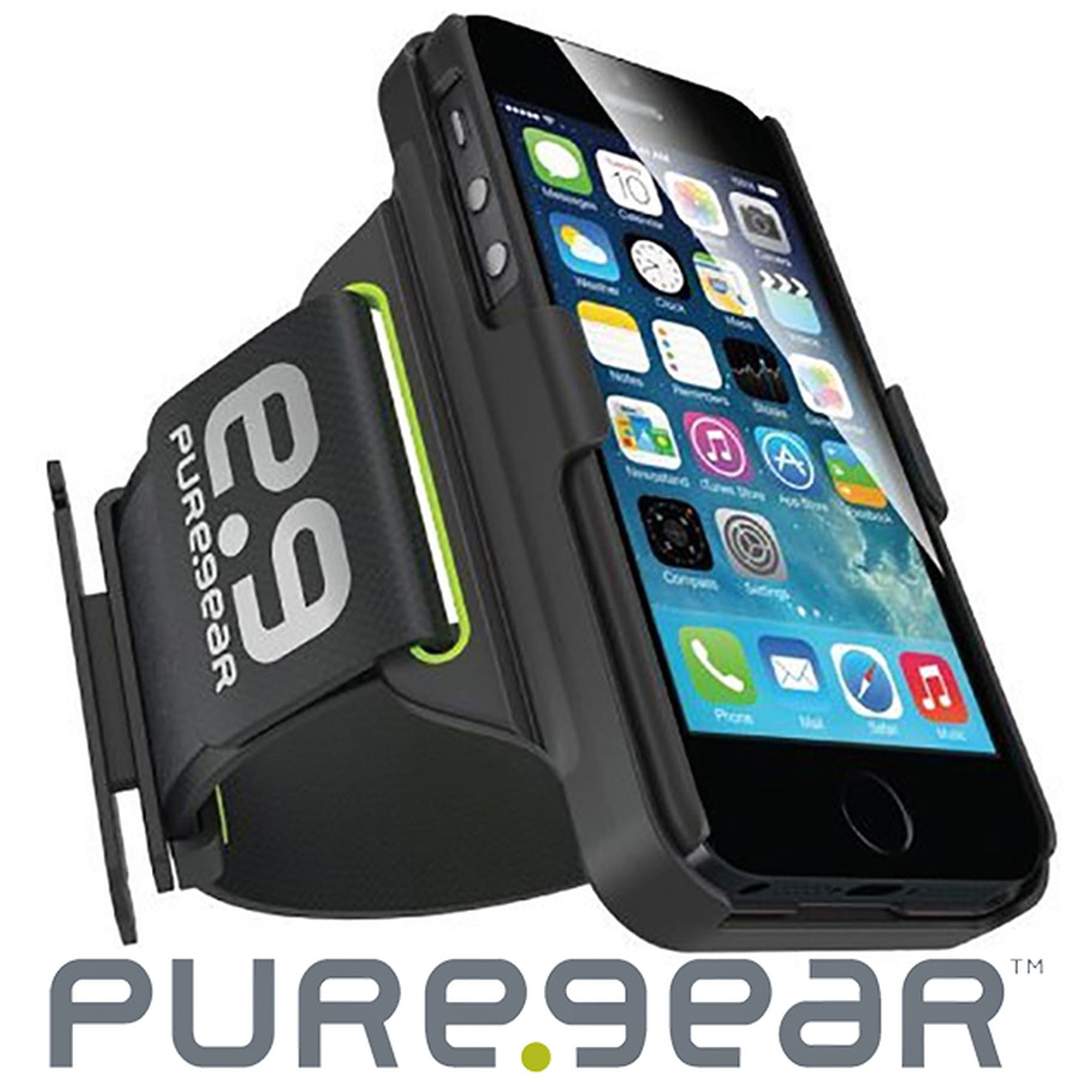 PureGear HIP Sports Dry+Flex Armband Case for Apple iPhone 6s/6 - Black/Green