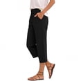 thumbnail image 2 of Miluxas Women's Lightweight Business Casual Capri Pants Elastic Waistband Tapered Loose Fit Capris with Pockets for Summer Daily Wear Loungewear Black, 2 of 5