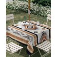 thumbnail image 3 of Square Outdoor Tablecloth with Umbrella Hole Orange Boho Outside Table Cloth Waterproof Patio Table Cover Southwestern Ethnic Aztec Retro Geometric Zipper Tablecloths for Picnic Camping 60x60 Inch, 3 of 8