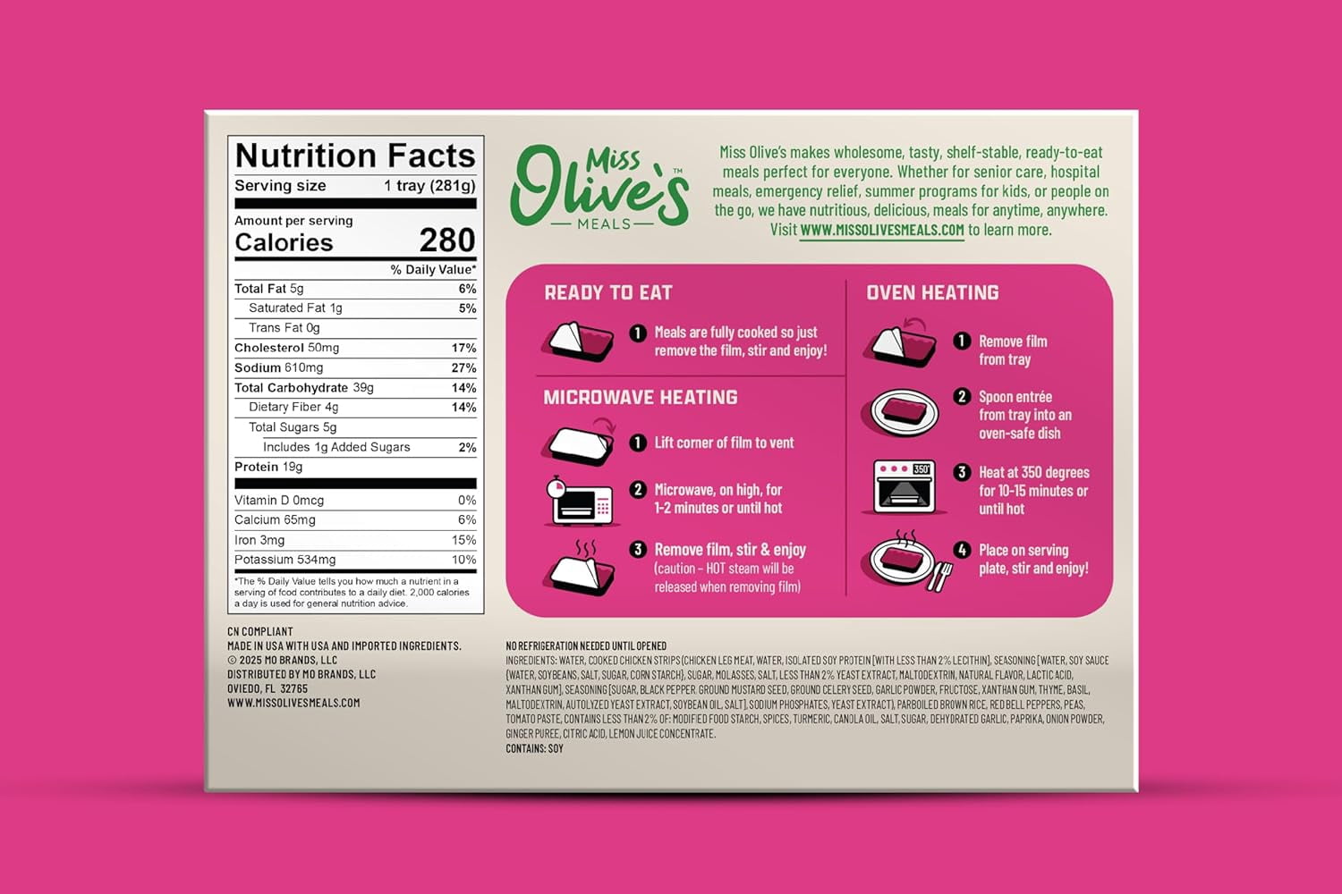 Miss Olive’s Chicken Tikka Masala & Rice Meal, 6 Pack (6/9.9 oz Trays) – Heat & Serve Microwave Meals – K12 Compliant, Nutritious Ready-to-Eat Entrées