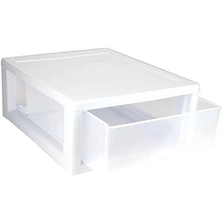 Plastic 16 Quart Single Box Modular Stacking Organization Storage Drawer Container (24 Pack)