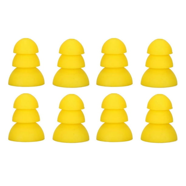 8 Pack 3-Layer Soft Silicone Replacement Eartips for BTE ITE Hearing Aids, Yellow