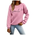 thumbnail image 1 of Amzcrzy Chandails pour Femmes Mode Imprimé Sourire Col Rond Chandail Décontracté Manches Longues pour Femmes Automne chandail Ample, 1 of 4