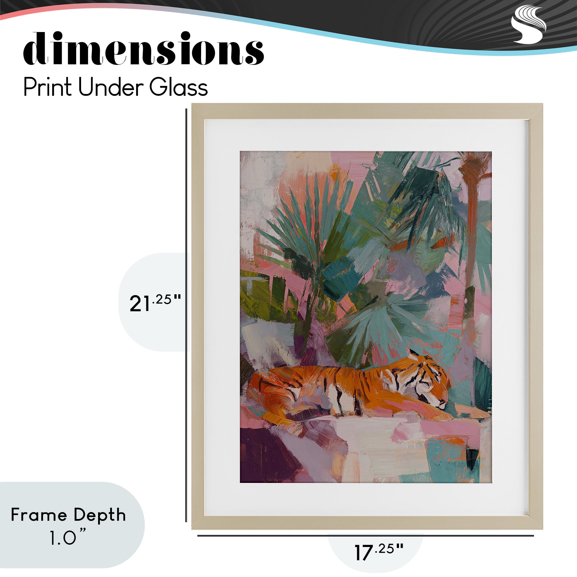 Stupell Industries Resting Tiger Beneath Leaves Birch Framed Print Under Glass, design by Svetlana Aleynikova
