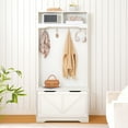 thumbnail image 4 of HOOBRO Hall Tree with Bench, Coat Rack and Flip-Down Shoe Storage, White, 4 of 13