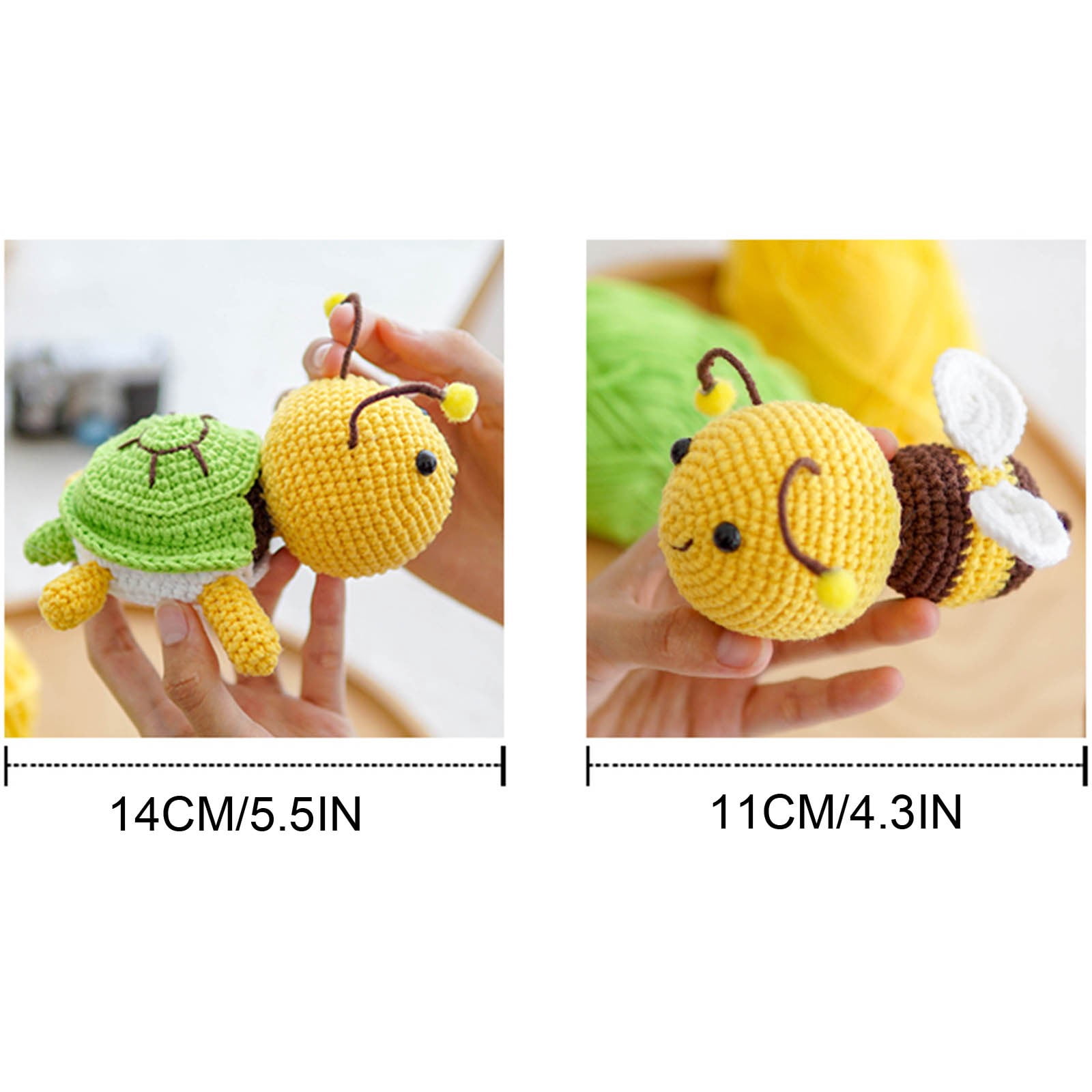 quanjun Turtle Bee Crochet Kit for Beginners - DIY and Complete Crochet Kit for Beginners, Experts, Adults and Kids, Multicolor Beginner Set Includes Yarn, Hook,