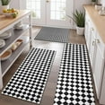 thumbnail image 2 of Black White Diamond Checkered Pattern Kitchen Rugs Sets Of 3,Kitchen Runner Rugs Non Skid Washable,Decorative Kitchen Floor Mats for Kitchen,Sink,Laundry,17"x30"+ 17"x47" + 17"x59", 2 of 6