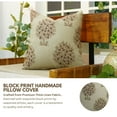 thumbnail image 2 of Fabdivine Floral Block Print Boho Decorative Thick Linen Throw Pillow Cover, Handblock Printed Cushion Cover for Sofa , 26"X26", Red, 2 of 4