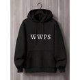 thumbnail image 2 of Mens Black Oversized Graphic Hoodies Sweatshirts Fall Fashion 2025 Pullover Sweaters Winter Casual Clothes  Black Hoodie With Wwps Print Design Men's Letter & Graphic Print Long Sleeve Drawstring Hoo, 2 of 7