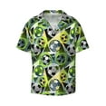 thumbnail image 2 of Lsque Football Doodle print Men's Cuban Collar Short Sleeve Shirt Summer Beachwear Casual Button Down Fashionable Vacation Leisure Shirt-Large, 2 of 7