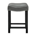 thumbnail image 3 of Steve Silver Aspen Gray Faux Leather Solid Wood Counter Stool, 3 of 6