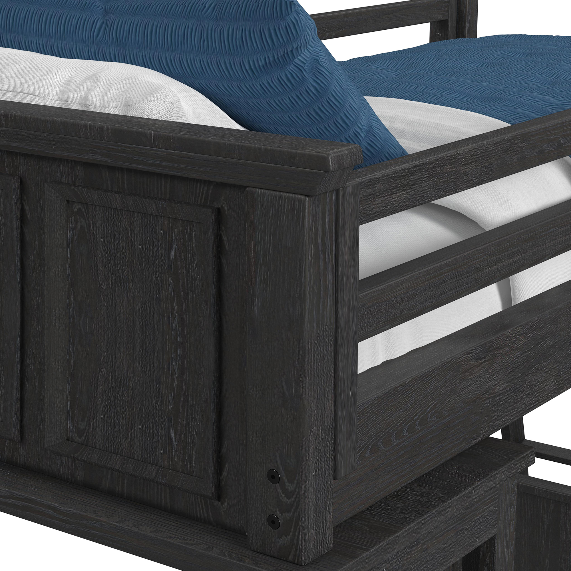 Brooklyn Kids Twin Loft with Ladder and Desk with Speaker in Charcoal