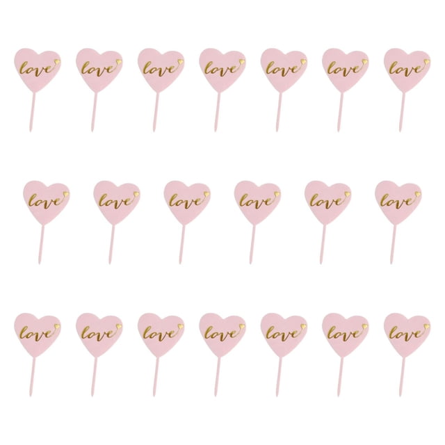 20 adornos para tartas de cumpleaños, letreros con forma de corazón y letras de amor, para decoración de tartas, cupcakes, fiestas, baby showers y