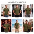thumbnail image 2 of Elvqul Shirt for Men Army Green Short Sleeve T-Shirt Crew Neck Pullover Dry Fit Summer Stretch Workout Mens Tops Plain, 2 of 8