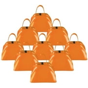 ArtCreativity Orange Loud Metal Cowbell with Handles Noisemakers Set of 12 for Football Games
