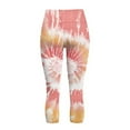 thumbnail image 4 of SCRAWLGOD Tie-Dye Beige Pink Capri Leggings for Women Slim Lightweight High Waisted Capri Yoga Leggings with Pockets for Women Non See Through Tummy Control Yoga Pants, 3XL, 4 of 6