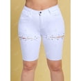 thumbnail image 2 of Cordones arriba dobladillo crudo más tamaño biker denim shorts Rosegal Pantalones cortos de talla grande, 2 of 5