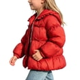 thumbnail image 5 of Dnhxils Girls Jacket Winter Lightweight Puffer Coat Toddlers Trendy Hooded Zip Up Jacket Kids Winter Warm Clothes Red 7-8 Years, 5 of 5