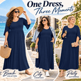 thumbnail image 4 of WUJINXIA Women's Plus Size Dresses 1X to 5X Crewneck Ruffle 3/4 Sleeve Casual Maxi Dress, 4 of 5