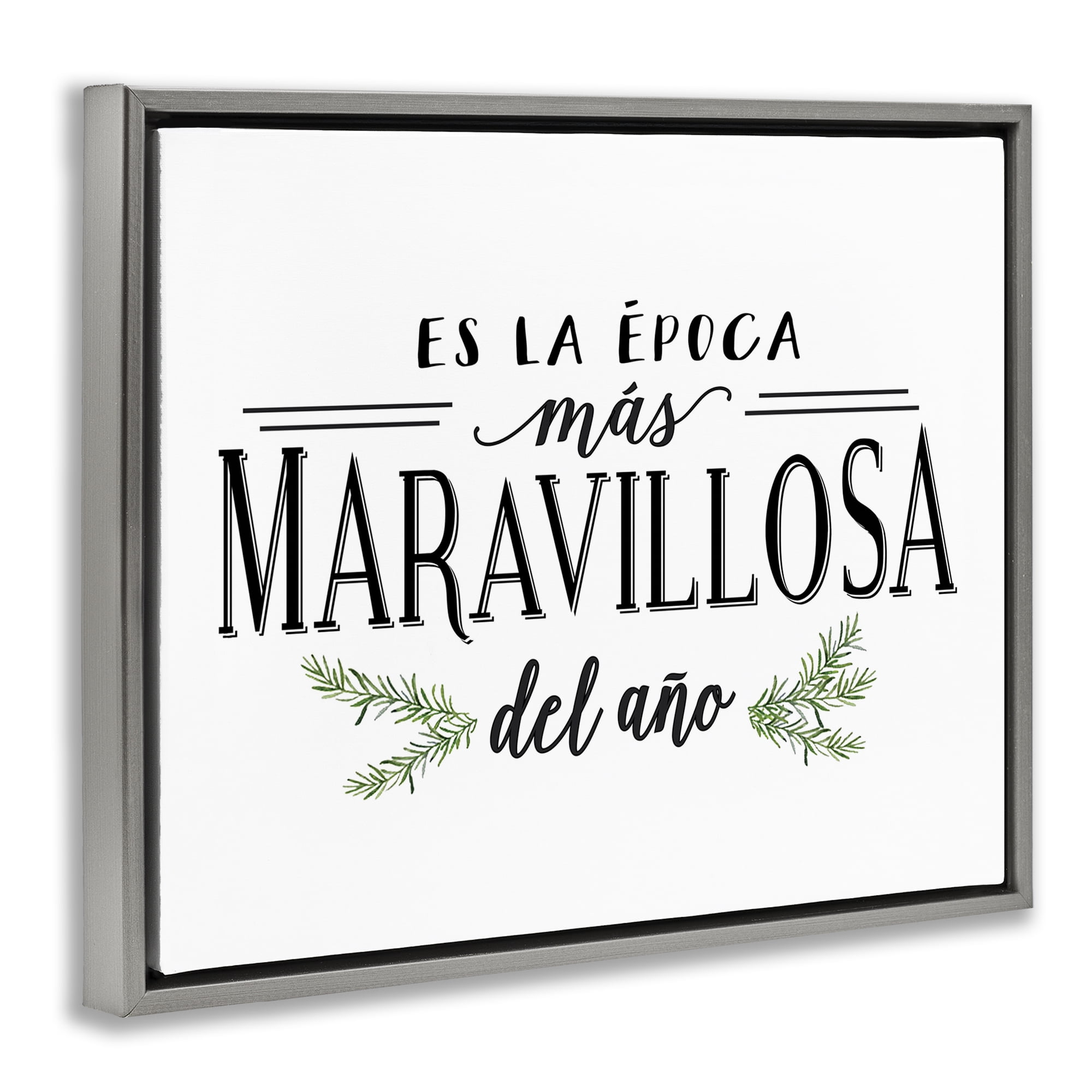 Stupell Industries Época Mas Maravillosa Holiday Painting Gray Floater Framed Art Print Wall Art, 21 x 17