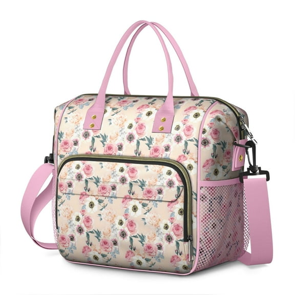 Pioneer Flower Floral Print Pattern Womens Lunch Box for Work,Insulated Large Lunch Bag for Tween and Teen,Loncheras Para Mujer,Leakproof Adult Lunch Bag for Work,Beach,Travel,Picnic,Camping