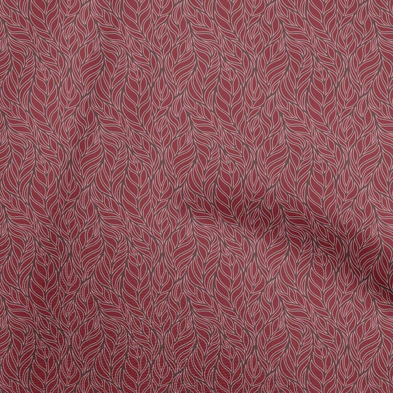 oneOone Cotton Poplin Twill Red Fabric Leaves Dress Material Fabric Print Fabric By The Yard 56 Inch Wide