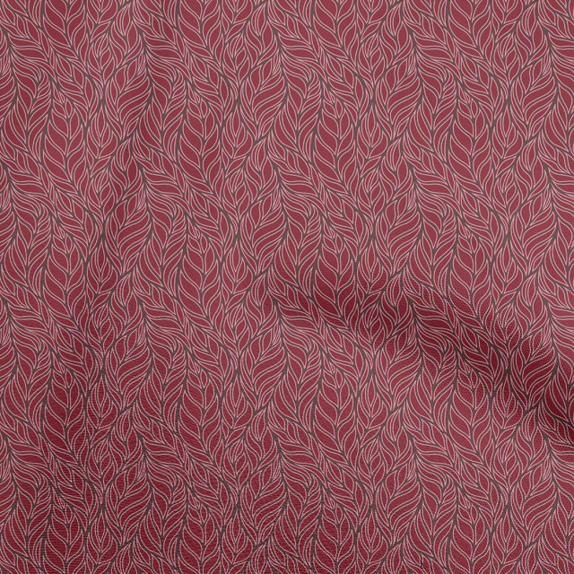 oneOone Tissu en Coton Rouge Cambrique Feuilles Matériel de Robe Tissu Imprimé Tissu au Mètre 42 Pouces de Large