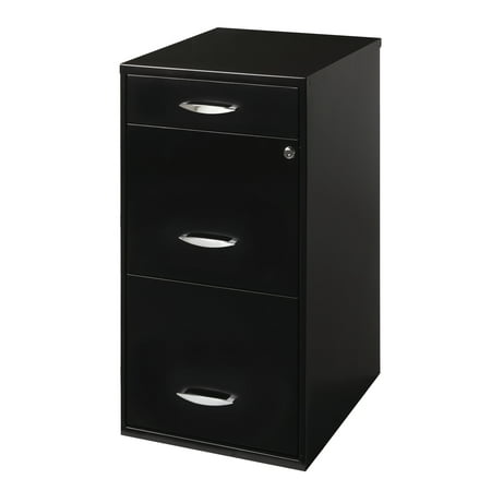 filing cabinet 18"w, 3-drawer organizer file, black - walmart