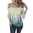 thumbnail image 2 of Mujeres sueltas casual 3/4 manga sin tirantes estampado blusa casual camiseta túnica tops Fridja czfsfas1651, 2 of 7