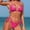 Hot Pink(New), variant on PNTUTB Women's Fashion Print Deep V Neck Halter Neck High Cut Tie Side Two Piece Swimsuit Set
