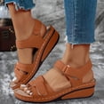 thumbnail image 2 of Orthopedic Sandals for Women Comfortable Low Wedges Breathable Footbed Arch Support Walking Shoes with Adjustable Strap Brown Size 6.5, 2 of 6
