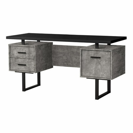 UPC: 0680796050672 | Computer Desk  Home Office  Laptop  Left  Right Set-up  Storage Drawers  60 L  Work  Metal  Laminate  Grey  Black  Contemporary  Modern