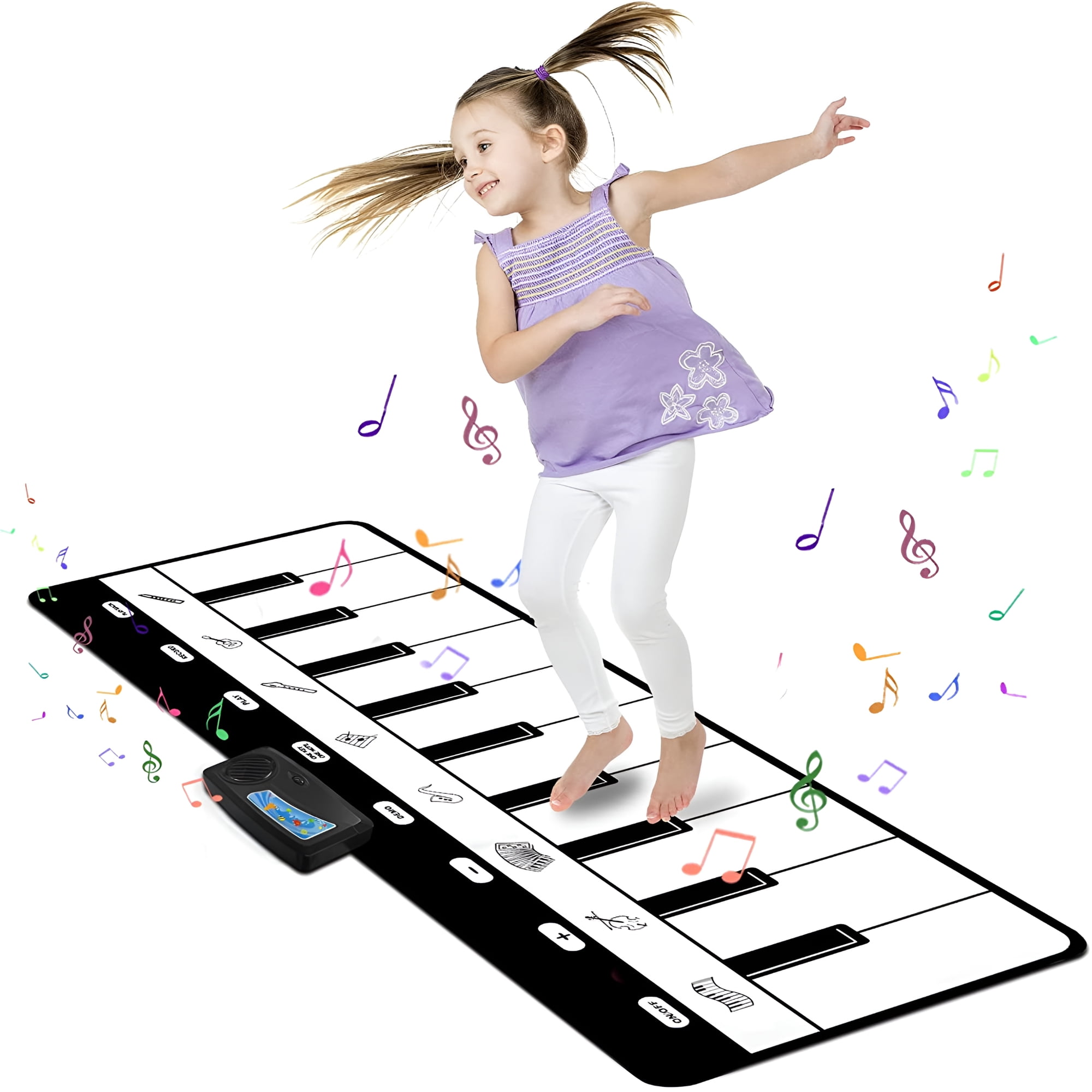 BESTSKY Piano Musical Mat, Musical Toys Floor Piano Keyboard Mat with 8 Instruments Sounds Music Dance Touch Playmat, Early Educational Toys Gifts for 1 2 3 4 5 Year Old Boys Girls Toddlers