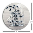 thumbnail image 3 of Set Mind Things Above Misty Grey Ship 24 inch Glass Round Wall Hanging Sign, 3 of 4